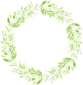 watercolor green leaves circle wreath frame png
