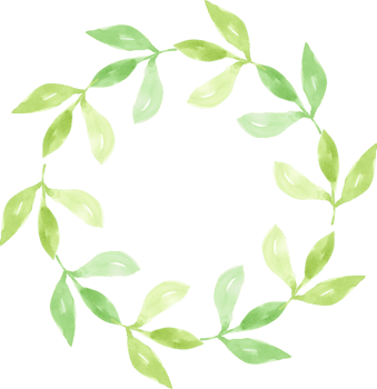 watercolor green leaves circle wreath frame png