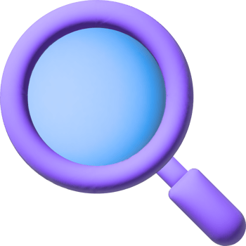 Magnifying glass. Discovery, research, search, analysis concept. 3d cartoon illustration. speech bubble with internet icon png