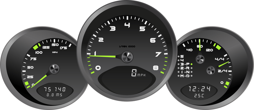 illustration, dashboard car speedometer, steering wheel realistic 3d icon png