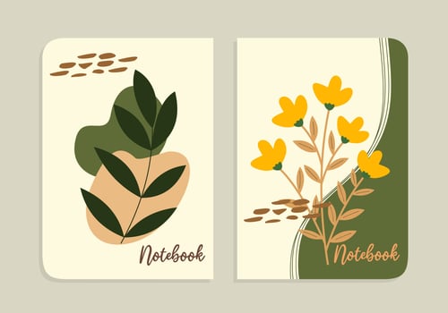 set of minimalist hand drawn abstract notebook cover pages. beautiful flower background.Modern aesthetic illustrations. Bohemian style.for notebooks, catalogs, brochures, journals vector