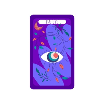 Tarot card magic celestial design. Mystic moon vector illustration. Hand drawn vector illustration. Esoteric boho tarot card with eye.