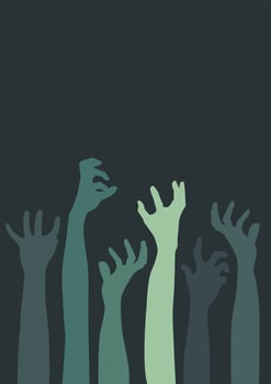 Zombie hands halloween theme vector