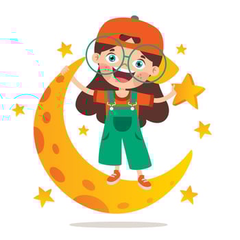 Concept Of Cartoon Character With Sky Elements vector