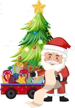 Santa Claus and elfs delivery gift for Christmas vector
