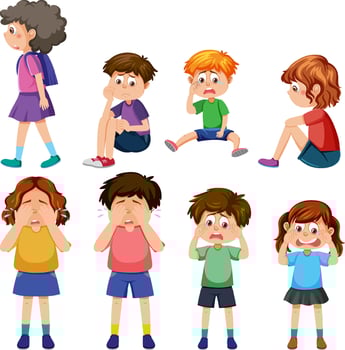 Bullying kids character collection vector