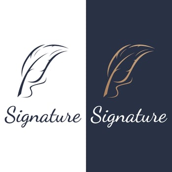 Creative design of pen template logo with hipster quill for author or author, signature. vector
