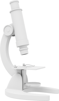 White microscope. 3D rendering. PNG Icon on transparent background