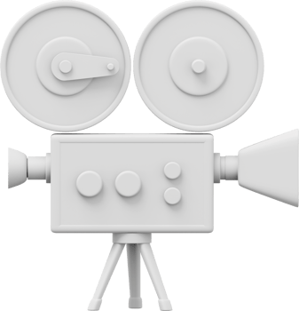 Vintage white cartoon style movie camera. Funny retro video camera. 3D rendering. PNG icon on transparent background