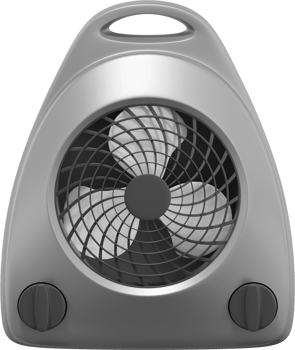 Electric fan heater. Gray PNG icon on transparent background. 3D rendering.