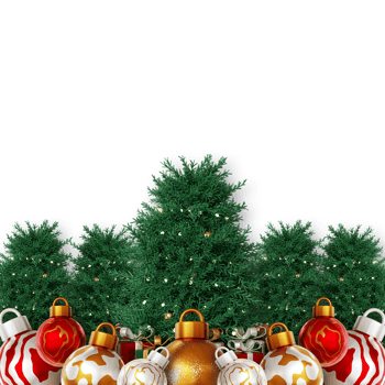 Christmas 3d element balls with tree png