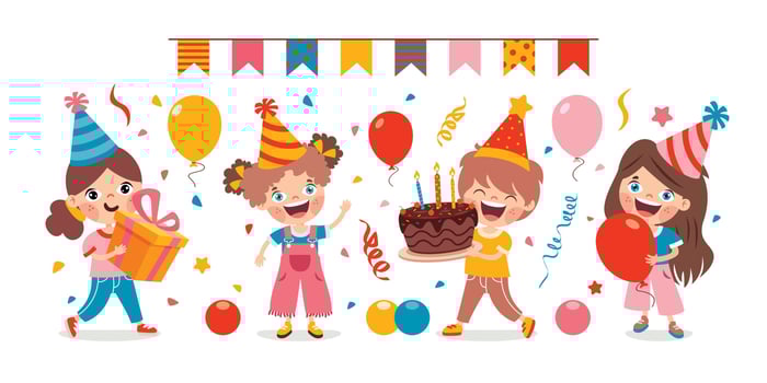 Cartoon Kids Celebrating Birthday Party vector