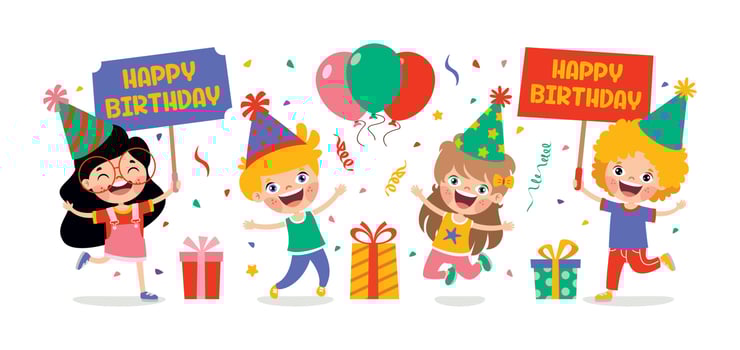Cartoon Kids Celebrating Birthday Party vector