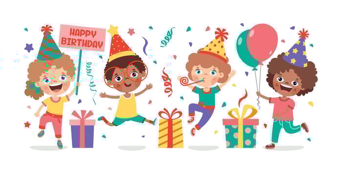 Cartoon Kids Celebrating Birthday Party vector