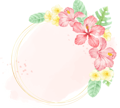 watercolor red summer tropical flower hibiscus and plumeria wreath frame png