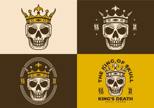 Vintage art illustration of a skull wearing crown vector