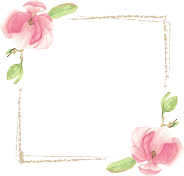 watercolor pink magnolia minimal square frame for banner or logo png