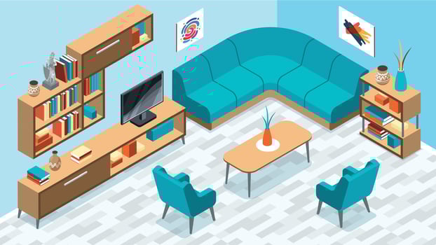 Isometric Interior Corner Composition vector