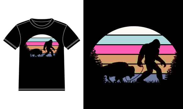 Bigfoot Walking Buffalo Funny American Bison T-shirt vector