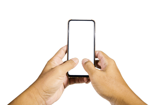 hand holding smart phone png