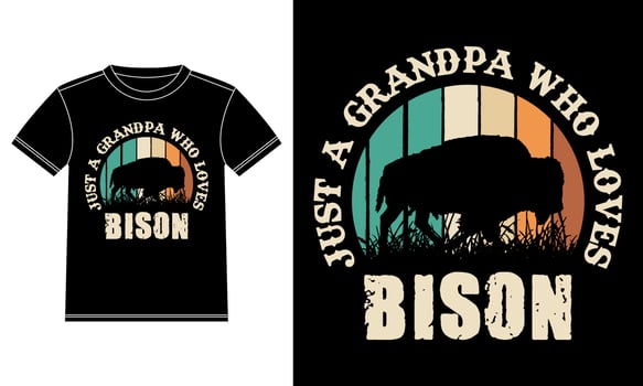 just a Grandpa Who Loves Bisons Vintage T-shirt Design vector