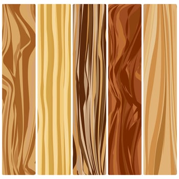 Five wooden boards. Vector abstract wood texture in flat design.