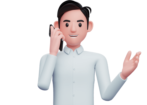 portrait of a businessman having a telephone conversation, 3d illustration of businessman holding phone png