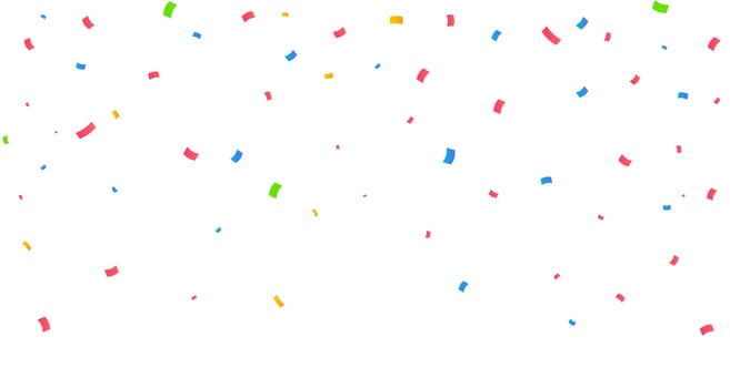 Colorful bright confetti isolated on transparent background. Festive vector illustration