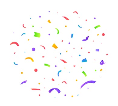 Colorful bright confetti isolated on transparent background. Festive vector illustration