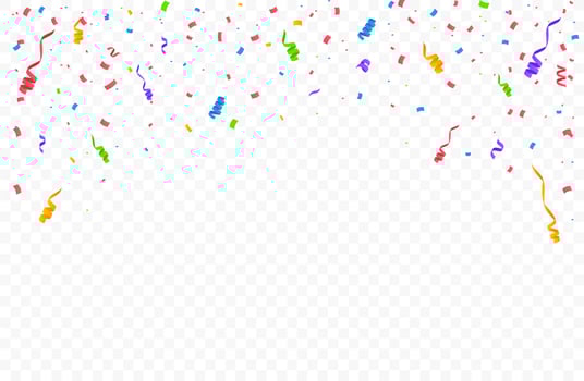Colorful bright confetti isolated on white background. Festive vector illustration
