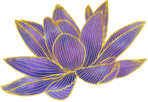 Hand drawn golden lotus flower ornament png
