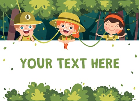 Cartoon Scouts With White Frame vector