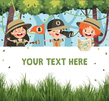 Cartoon Scouts With White Frame vector