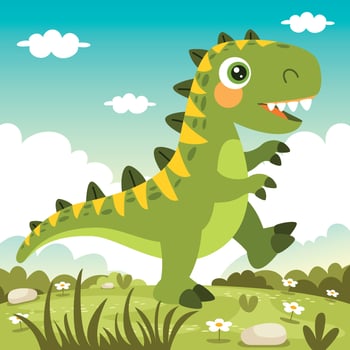 Cartoon Drawing Of A Dinosaur vector