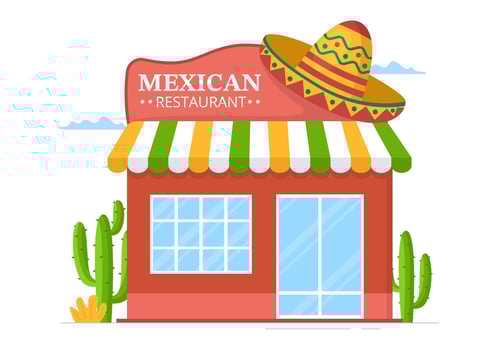 Mexican Food Restaurant with Various of Delicious Traditional Cuisine Tacos, Nachos and Other on Flat Cartoon Hand Drawn Templates Illustration vector