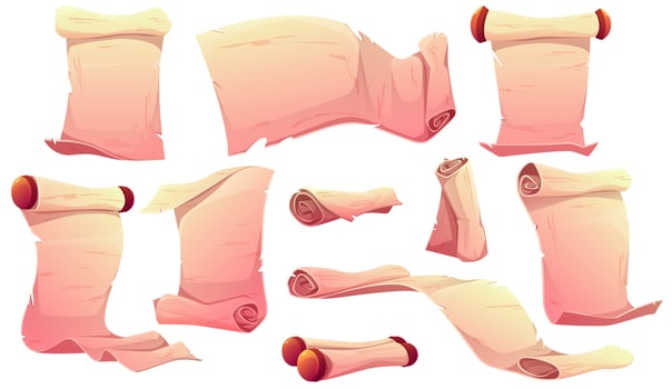 Parchment scrolls, old banners letters, rolls vector