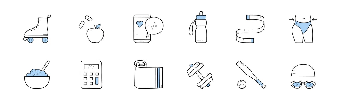 Fitness and healthy lifestyle icons vector