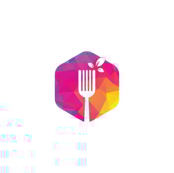 Healthy Food Logo design. Fork and leaf Logo icon. vector
