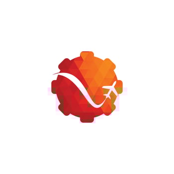 Airplane Travel gear shape concept Logo. vector