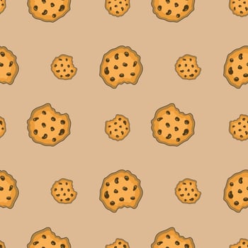 Seamless pattern with cookies. Pastry background. Food ornament. Sweet biscuits texture vector