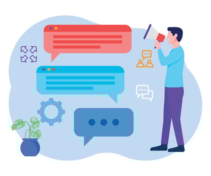Business and communication marketing promotion people illustration. vector