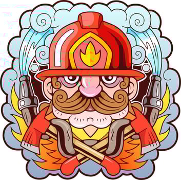 brave cartoon firefighter vector