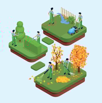 Professional Gardening Isometric Elements vector