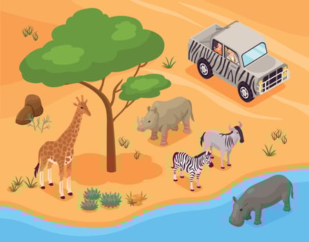 Isometric Photo Safari Concept vector