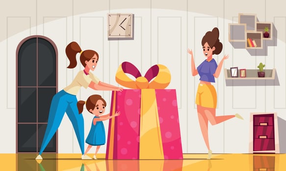 Holiday Present Giving Scene vector