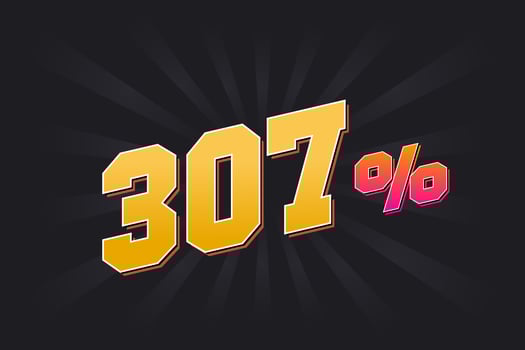 307 discount banner with dark background and yellow text. 307 percent sales promotional design. vector