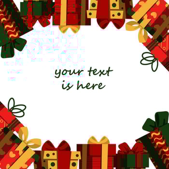 Gift frame. Vector template for magazines, posters. gifts around the ad. Hand drawn birthday, christmas and valentine's day card