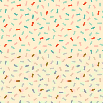 Retro confetti sprinkles seamless pattern. Pastel party seamless pattern in pastel pink, blue and red on cream background. vector