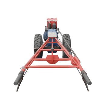 3D render thailand tractor hand control rear view. png illustration.
