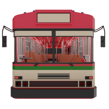 3D render thailand city bus red green white color. front view png illustration